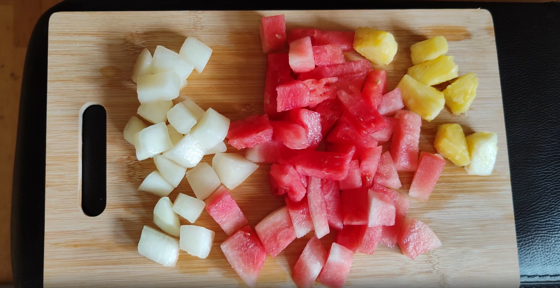 250 calories of pineapple, watermelon, melon