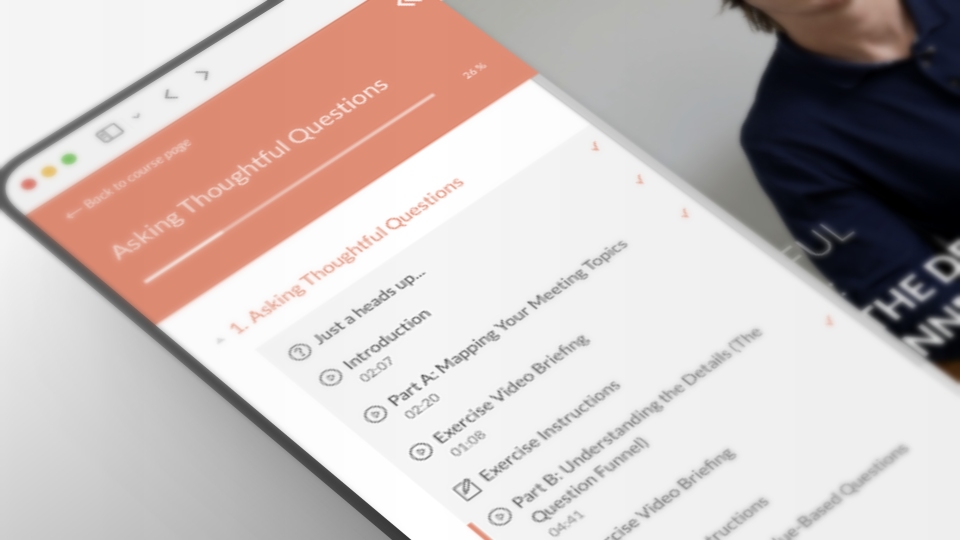 Showing Up Learning platform — Asking Thoughtful Questions course view