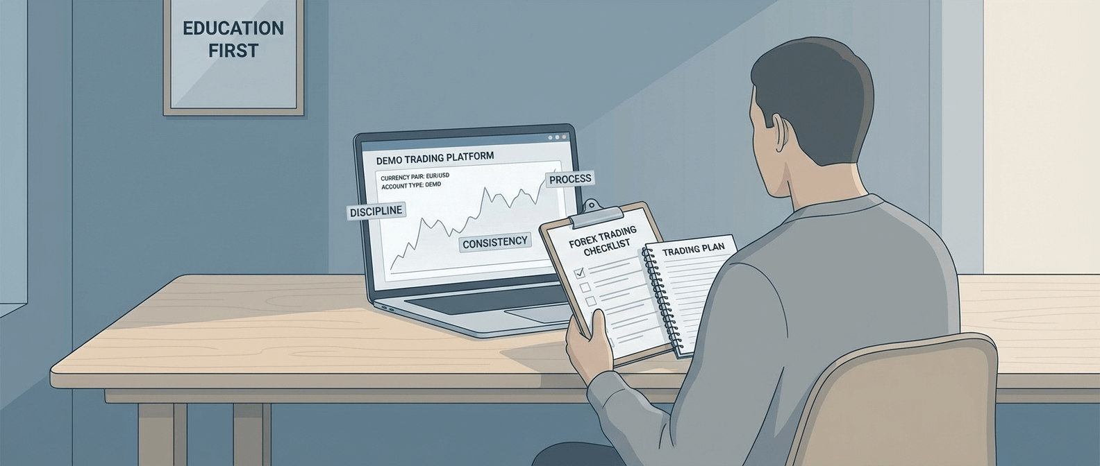 Structured demo trading practice focused on discipline and skill development