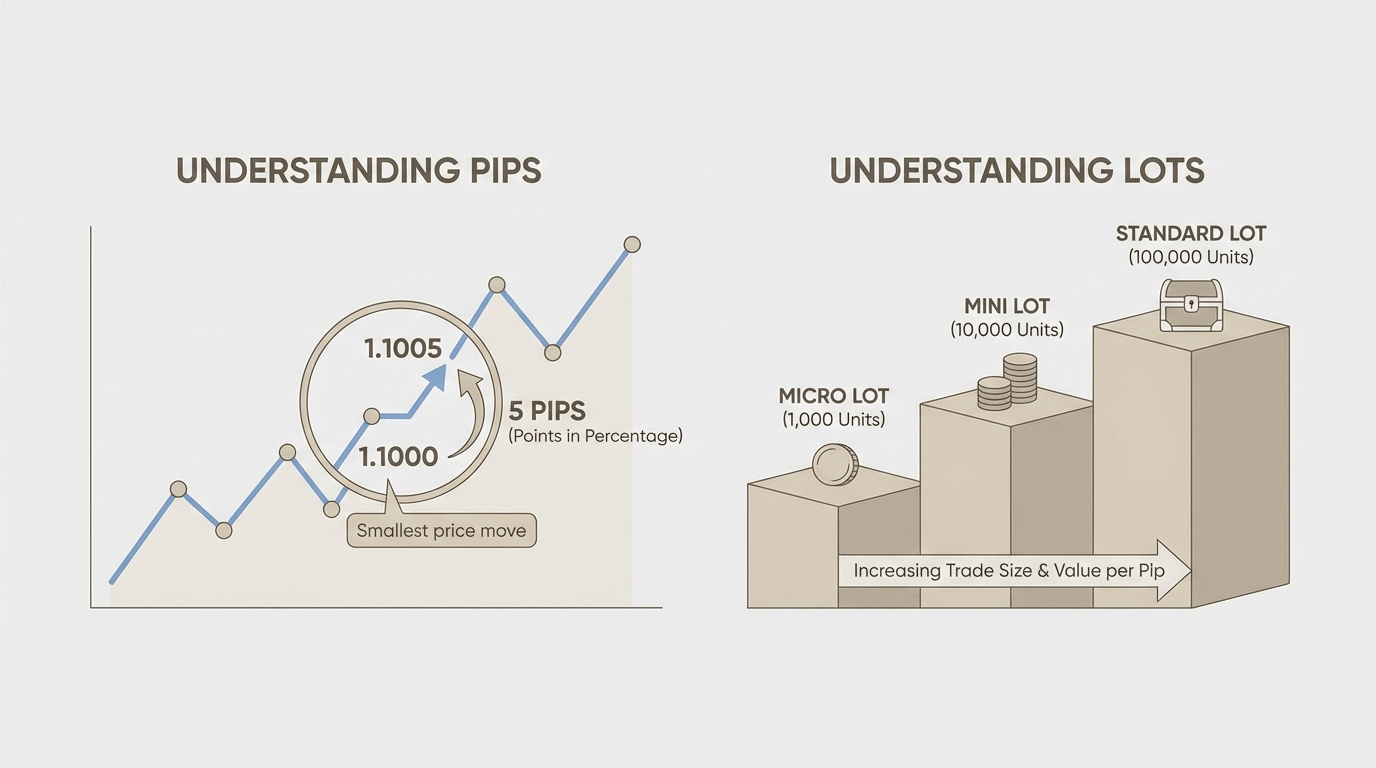 Explanation of pips and lot sizes in forex trading for beginners