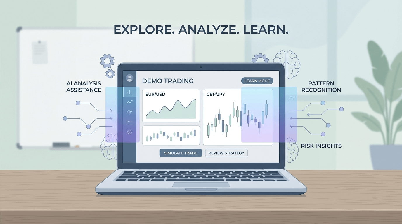 Forex demo trading combined with AI analysis and experimental learning methods