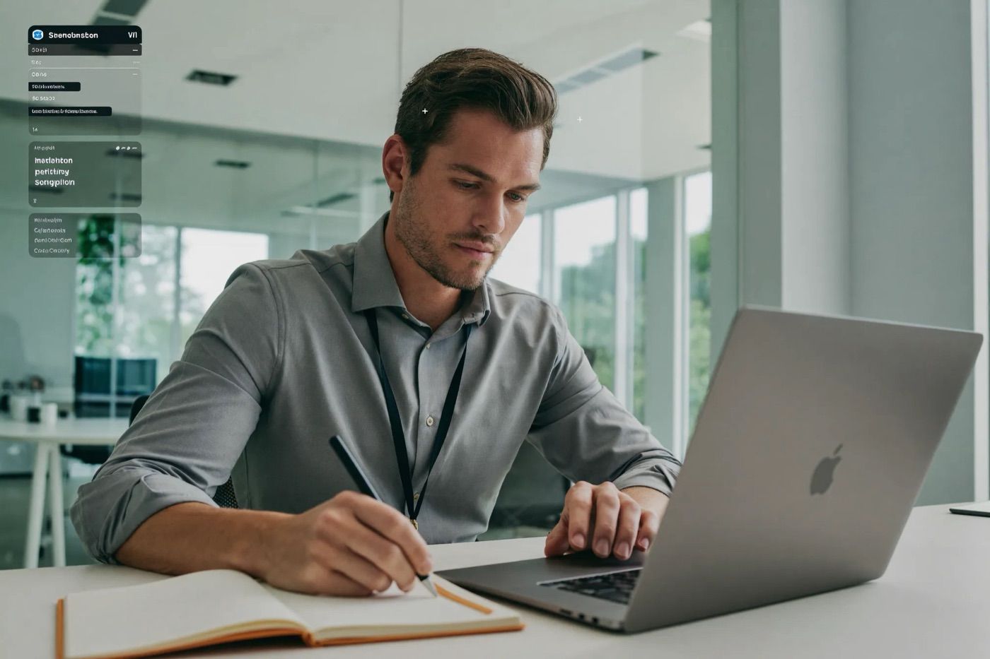 A professional studying for an ISACA certification on a laptop
