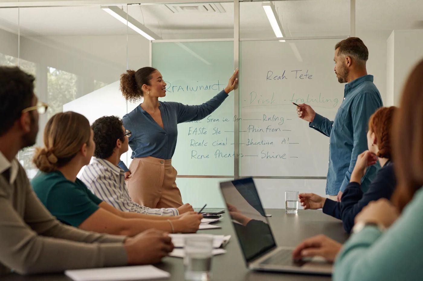 A diverse corporate team in a risk-training workshop