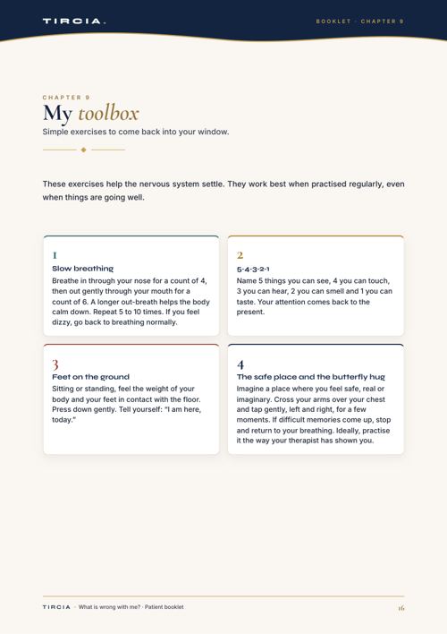 My toolbox: exercises to come back into your window