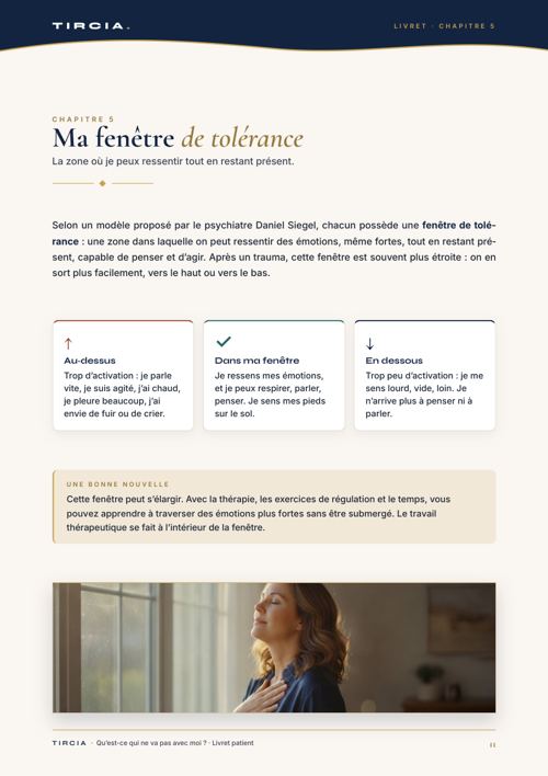 Ma fenêtre de tolérance : au-dessus, dedans, en dessous