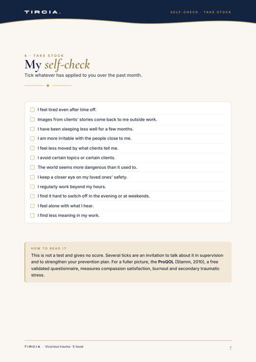 Self-check: taking stock over the past month