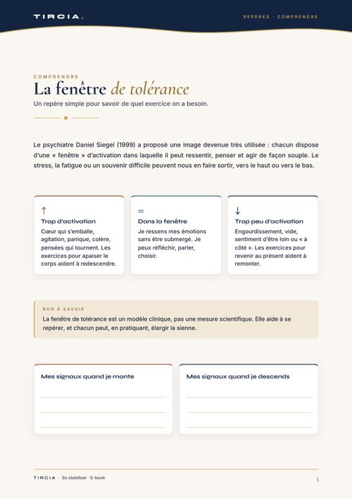 La fenêtre de tolérance, pour choisir son exercice