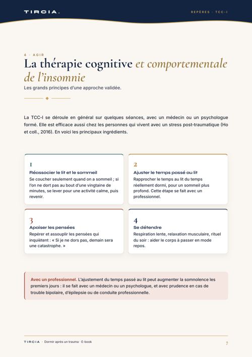 Les grands principes de la TCC de l’insomnie