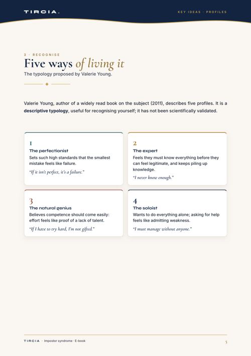 Five ways of living it, after Valerie Young