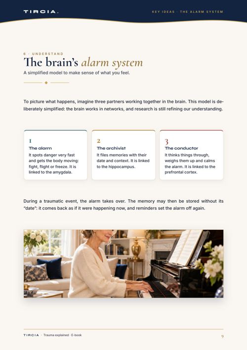 The brain’s alarm system, in three partners
