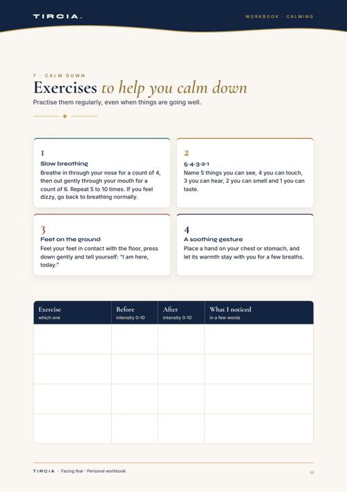 Calming exercises to practise regularly
