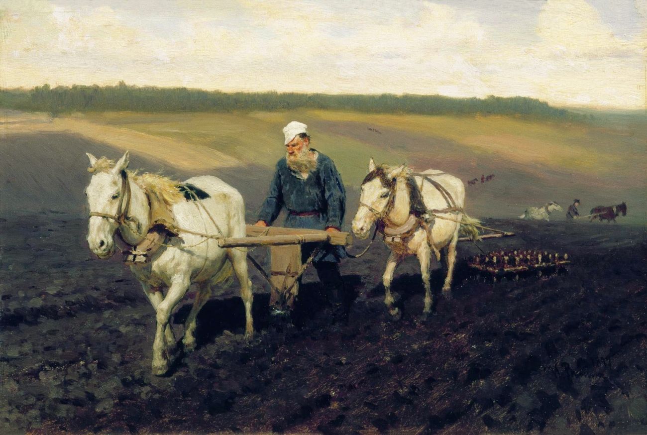 «Лев Николаевич Толстой на пашне». Илья Репин, 1887
