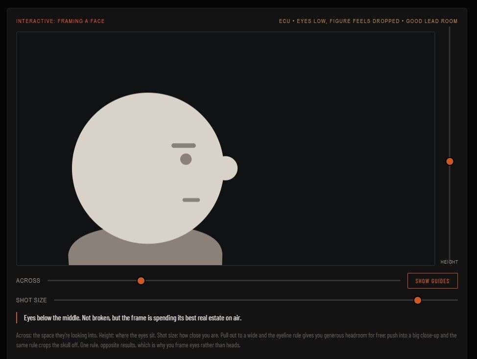 Interactive framing a face example