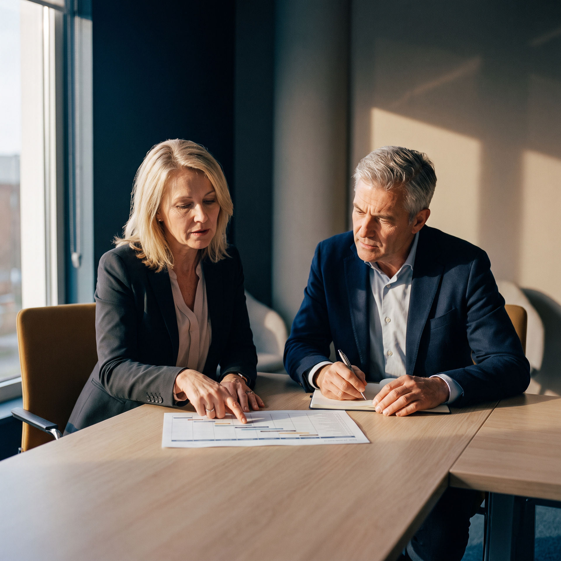 Une séance de travail entre un mentor et un dirigeant