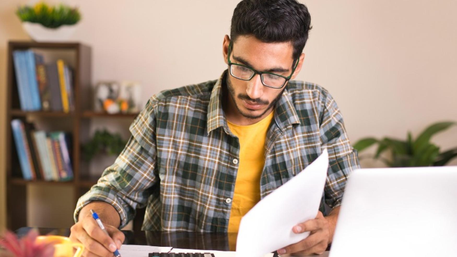 person working on paperwork