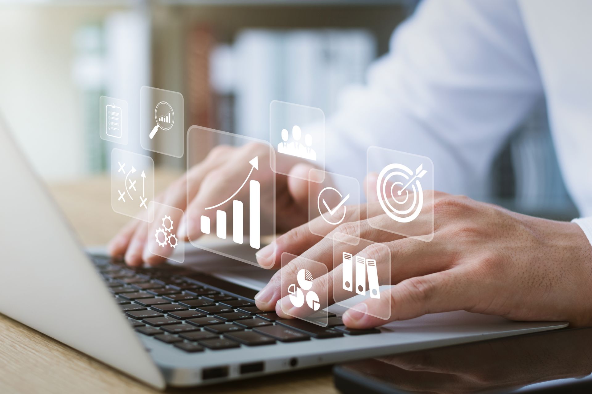 accounting graphics above laptop