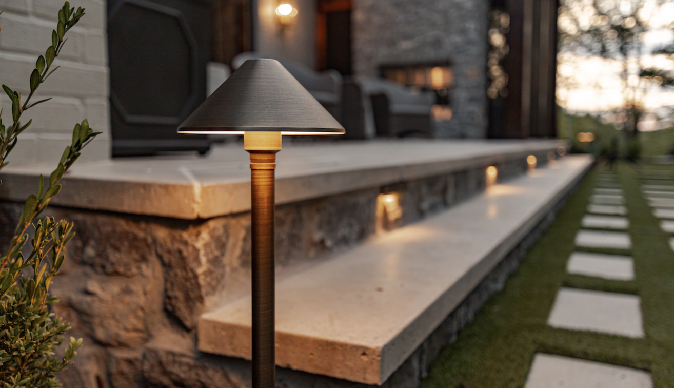 Path light in front of steps