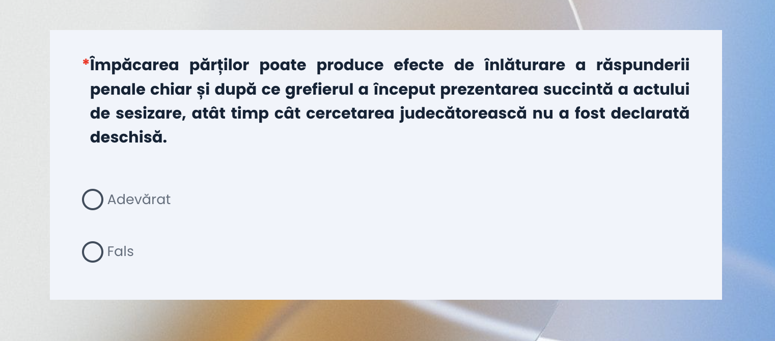 Exercițiu adevărat/fals eLexa