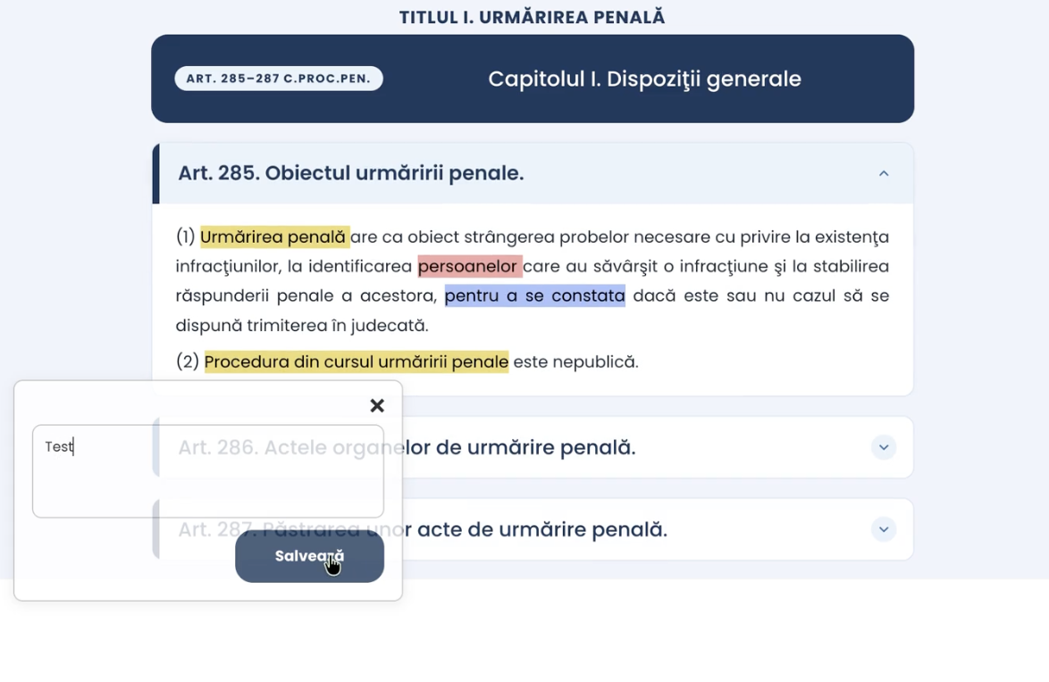 Cadru legal adnotabil eLexa