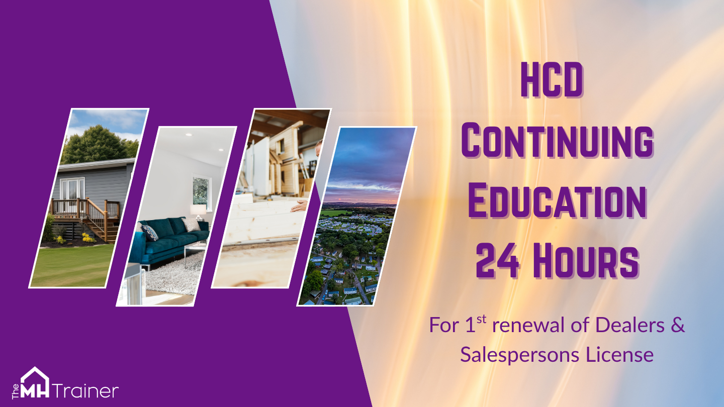 24 Hour HCD Continuing Education Courses