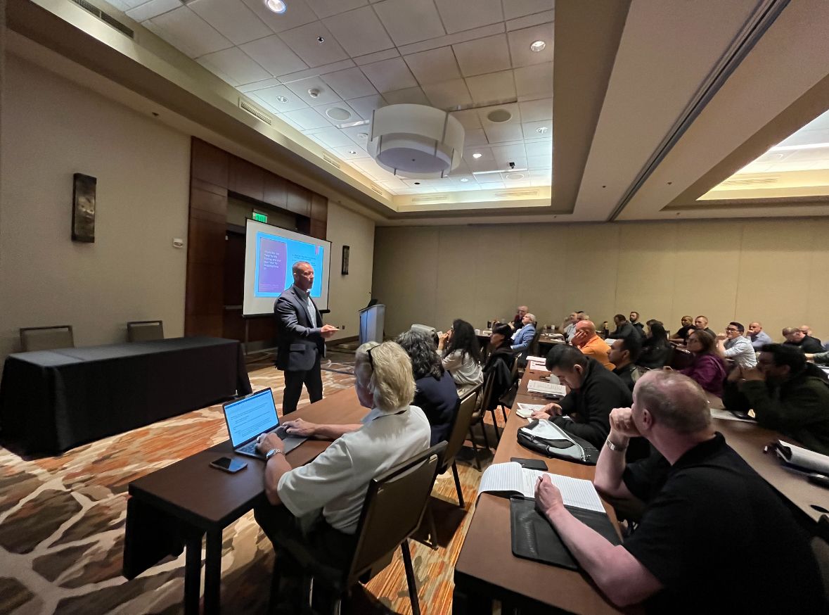 Myles Cook instructing at a law enforcement training academy
