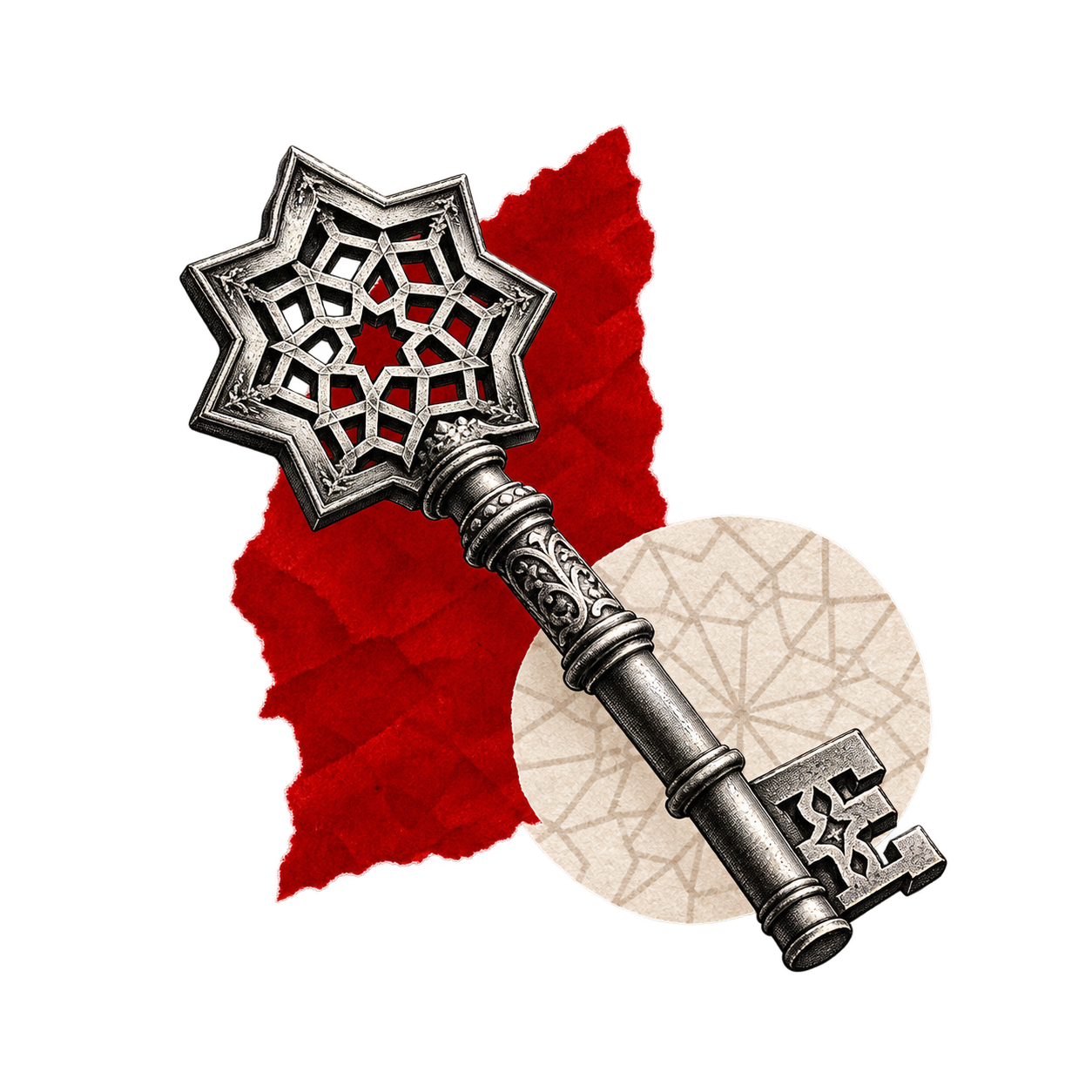 Antique key with an Islamic star handle