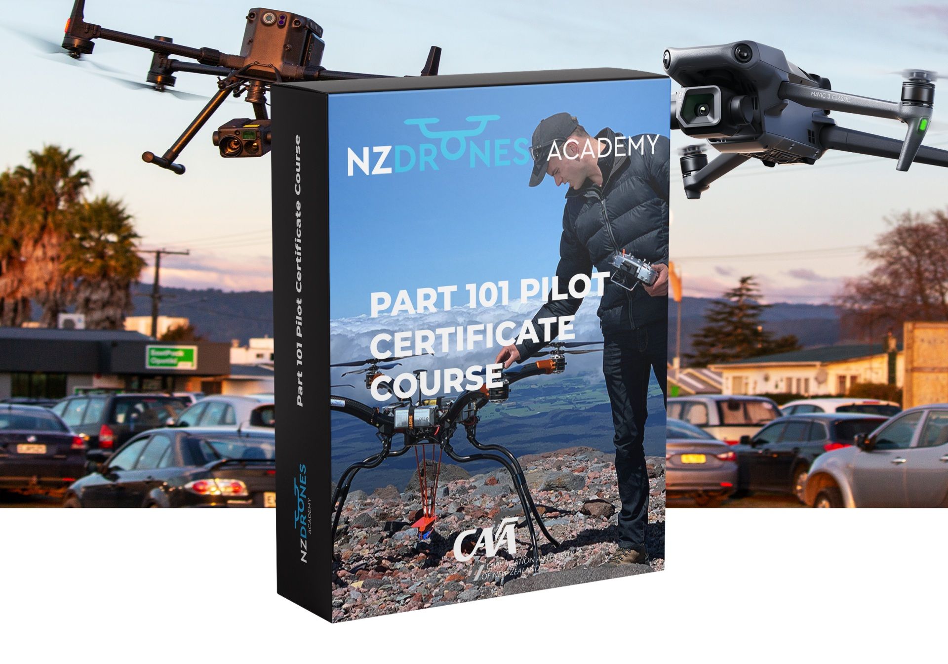 Part 101 Pilot Certificate Course — original NZ Drones Academy course-box artwork