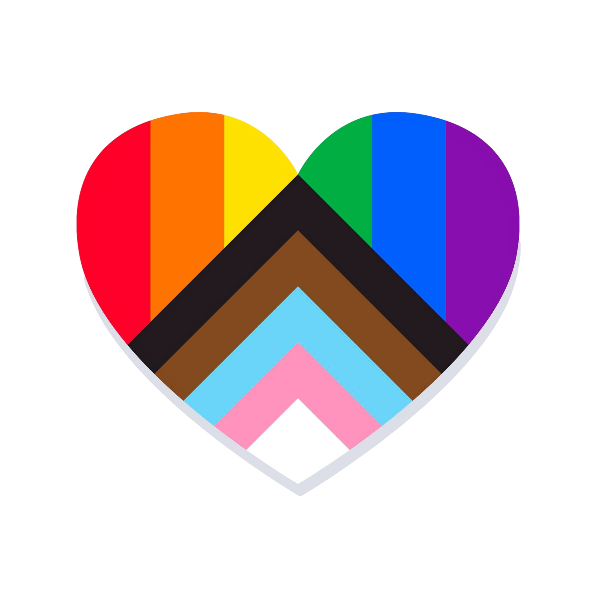 Inclusive Pride flag heart symbol