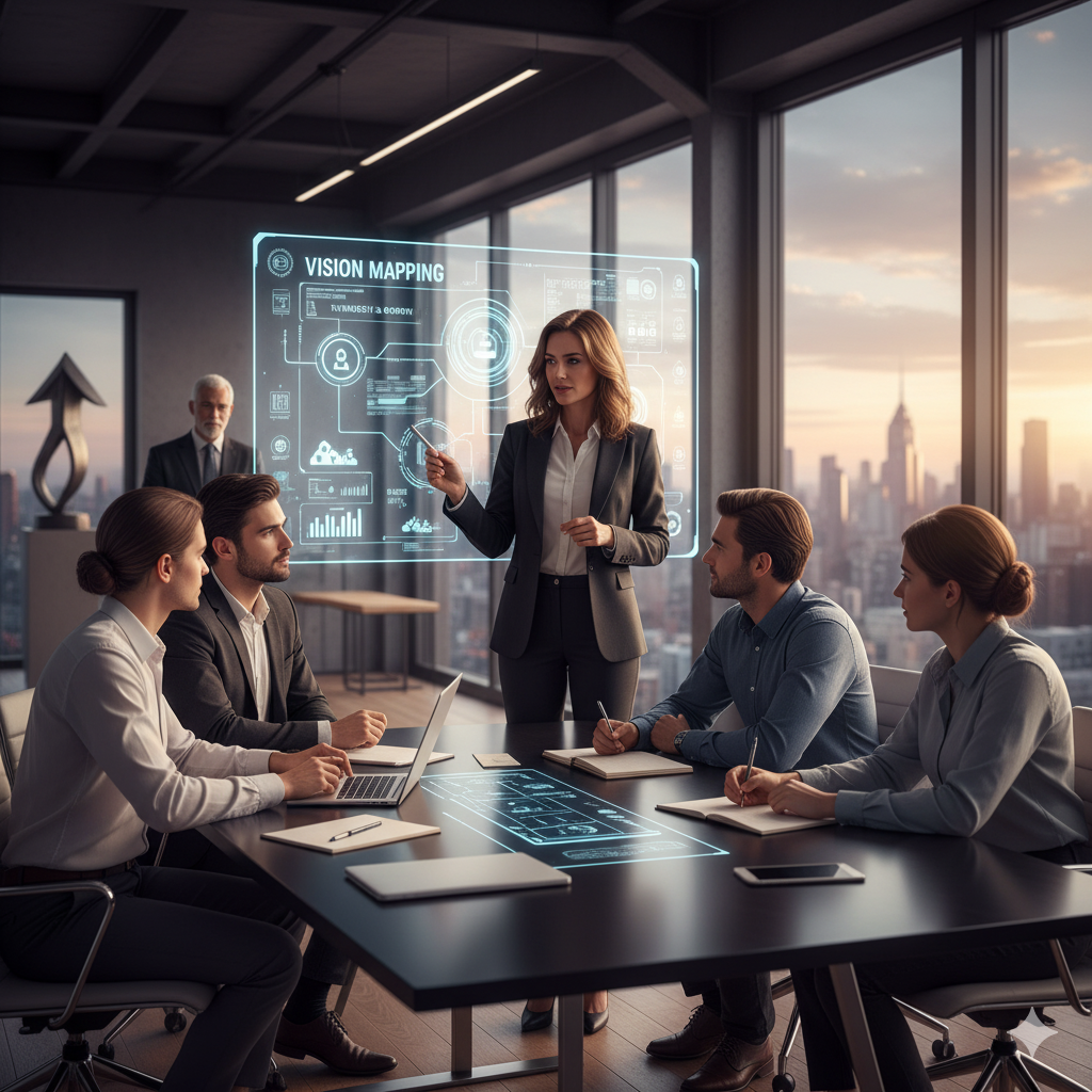 Financialize Academy management and entrepreneurship session with leaders mapping vision and strategy for agency growth