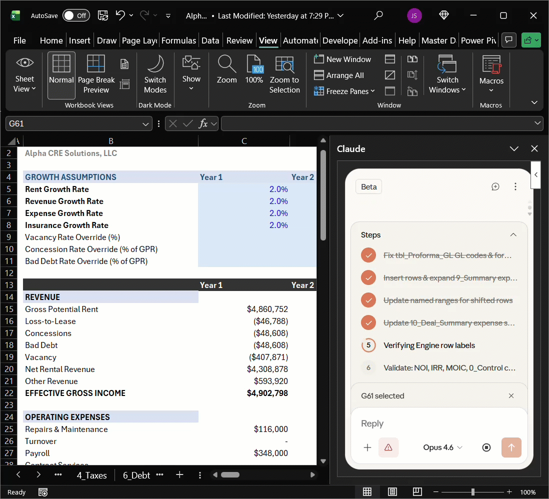 Building a Financial Model with Claude in Excel