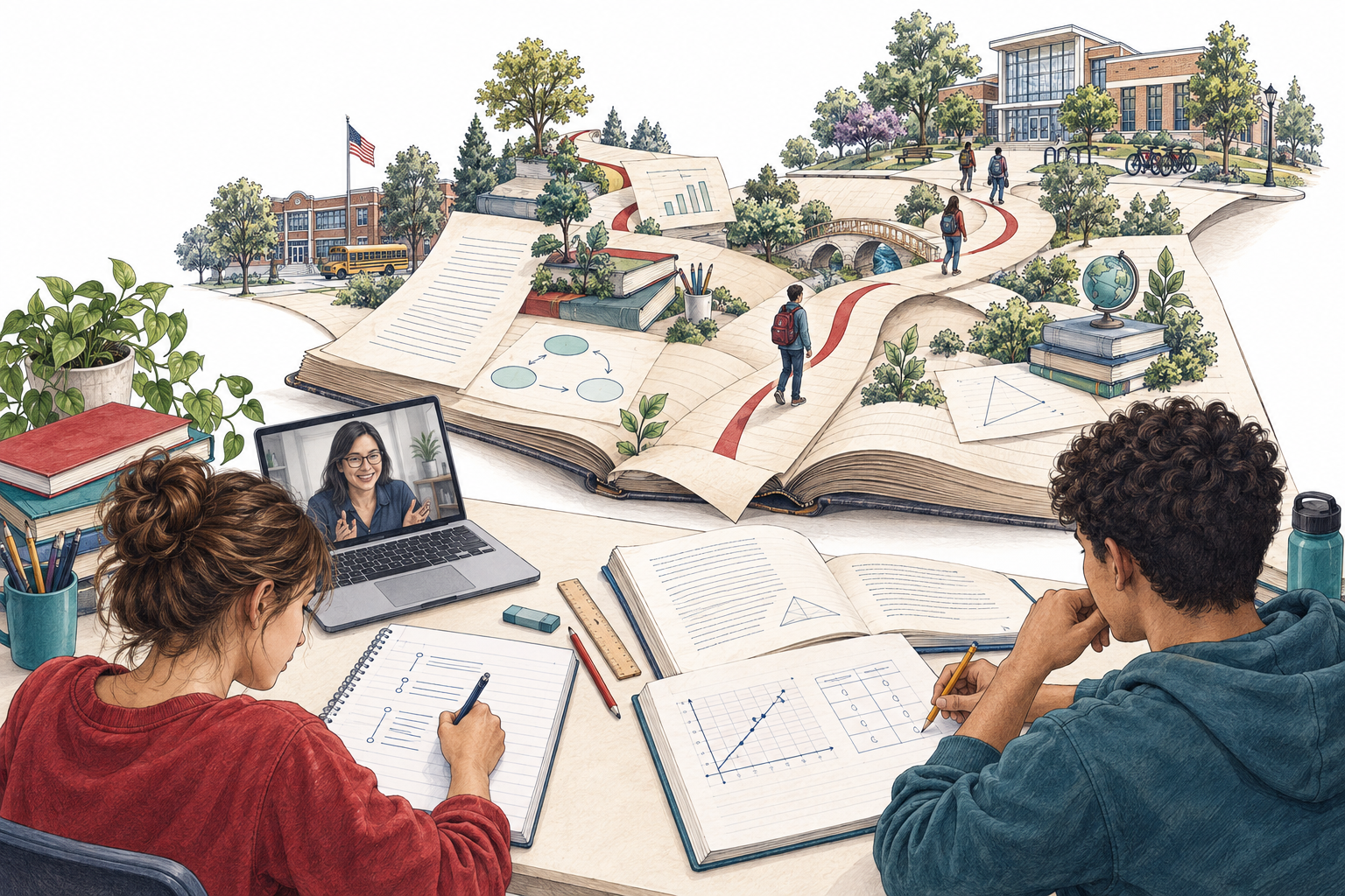 Online Mathematics and writing preparation connects a high-school learner’s work to the next stage of college readiness.