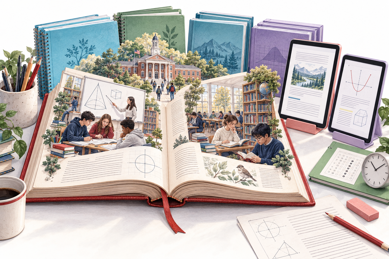 An open guide connects lessons, active notebooks, practice, homework, digital resources and diagnostic work in the UpReach SAT pathway.