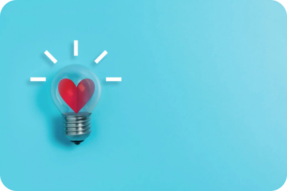 A lightbulb with a heart in it