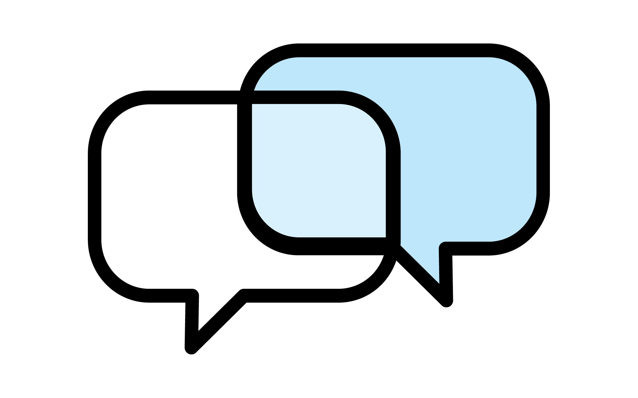 Two chat bubbles overlapping