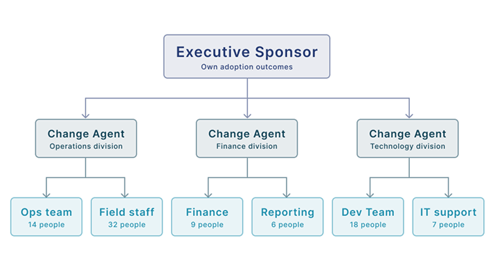 Key Role Maps diagram showing executive sponsor and change agent hierarchy