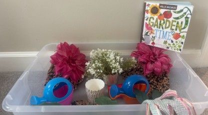 sensory bin garden theme