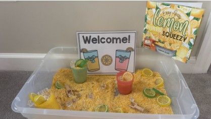 sensory bin lemonade theme