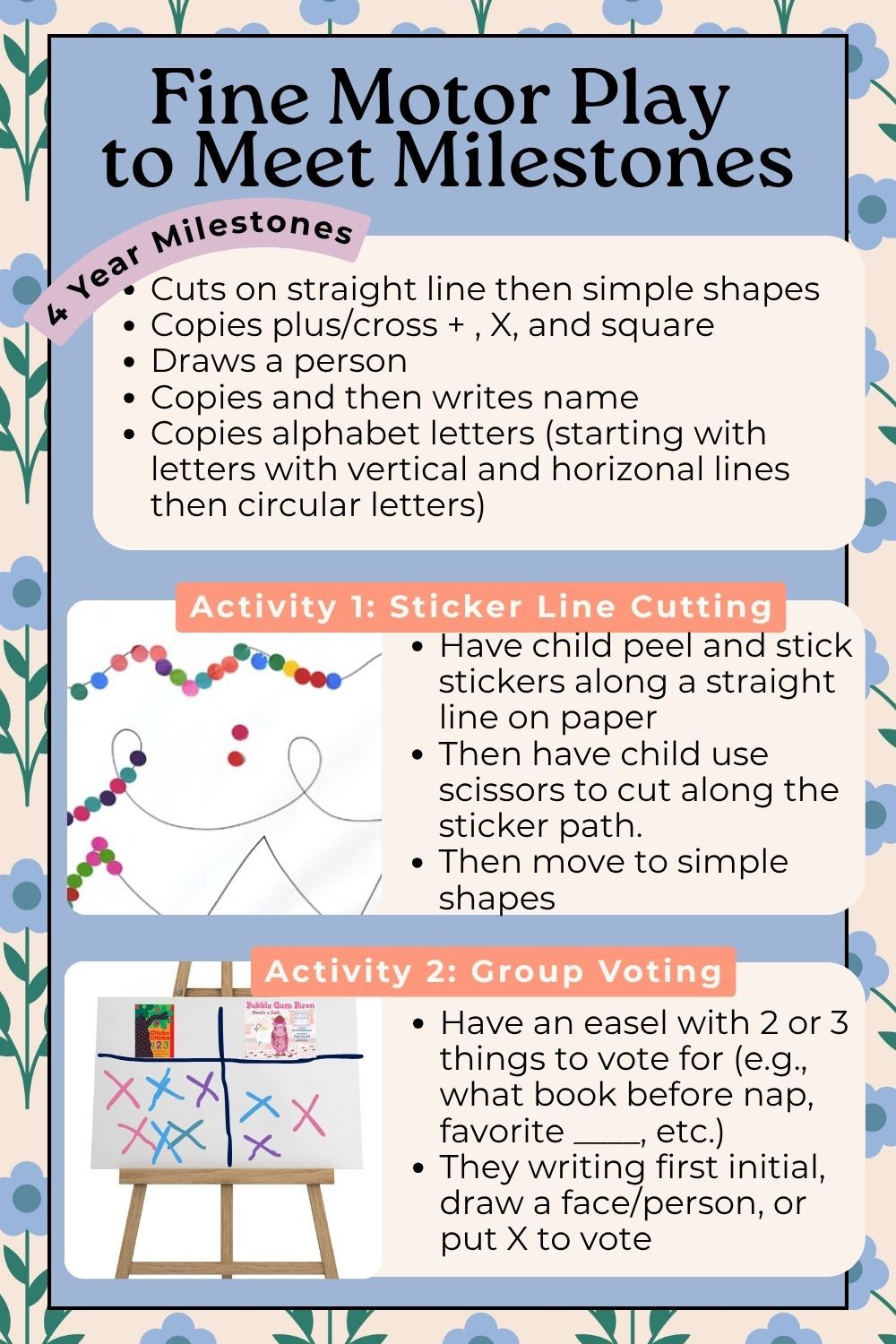 4 year old fine motor milestones and activities with directions