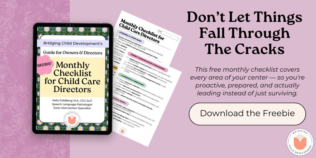 monthly checklist for child care providers freebie