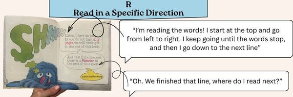 example of read in specific direction with book