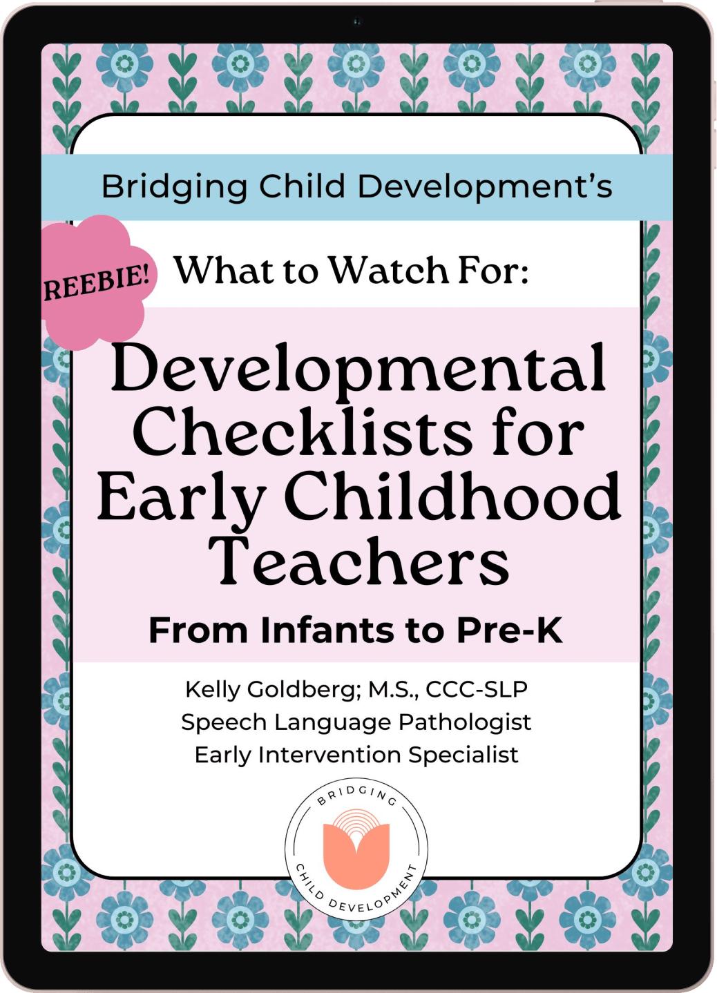 freebie for early childhood educators displayed on a tablet