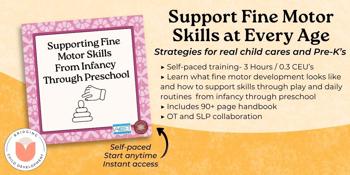 training on fine motor skills from infancy through preschool with button to purchase