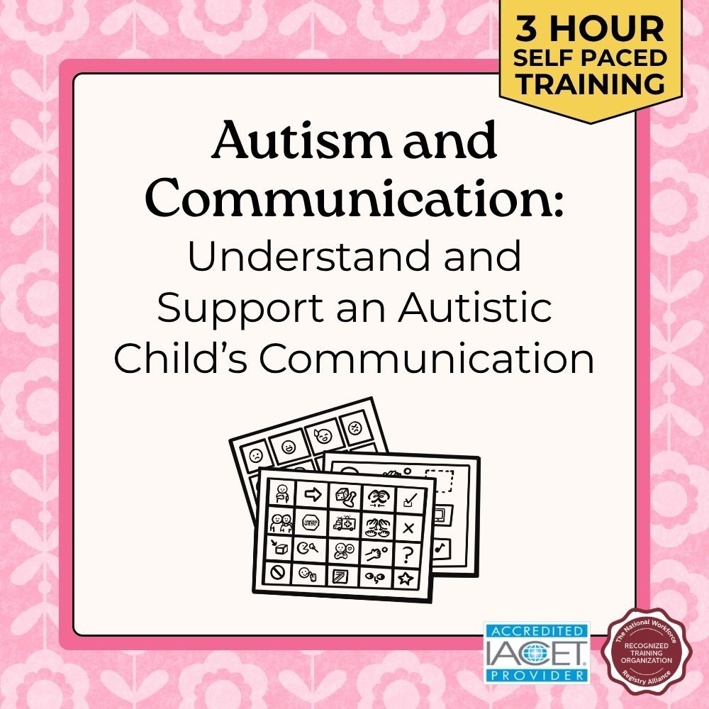 Training card for autism and communication self paced training