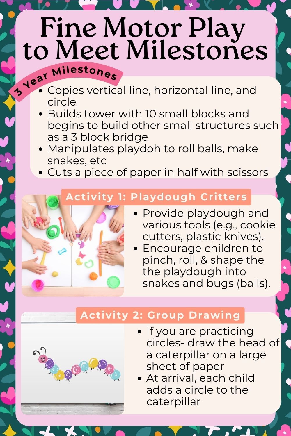 fine motor milestones for 3 year olds and 2 activities