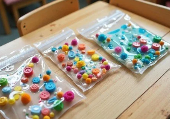 3 mess free sensory bags