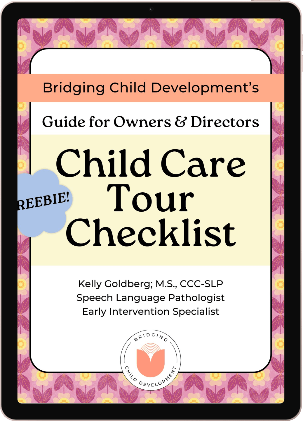 freebie for early childhood educators displayed on a tablet