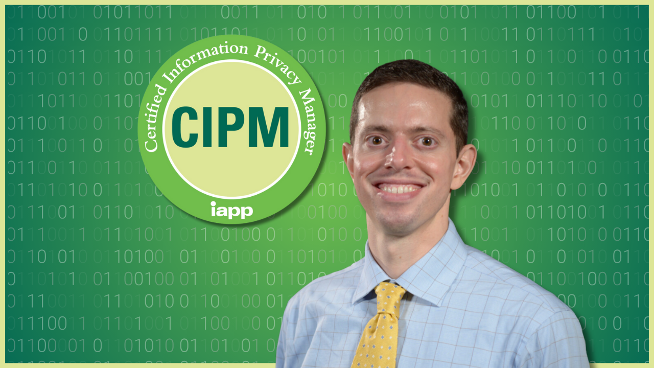 Dr. David next to a Certified Information Privacy Manager badge