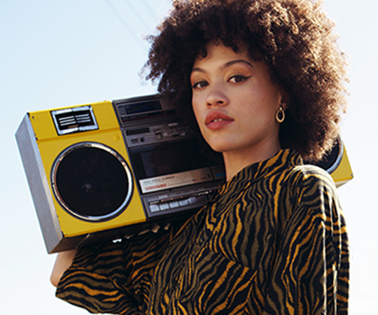 You woman with Boom Box