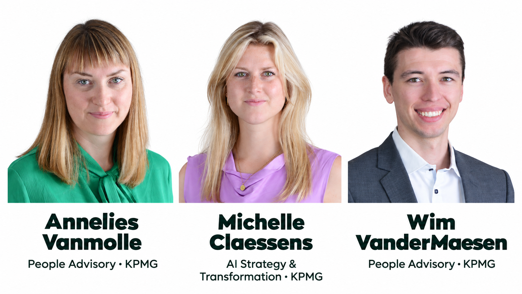 Masterclass AI-transformatie in HR, 13 oktober, Antwerpen, met Annelies Vanmolle, Michelle Claessens en Wim Vandermaesen van KPMG