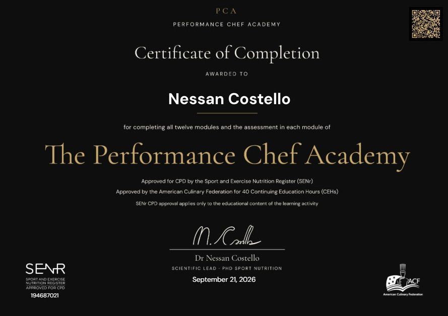 Example PCA Level 1 certificate with a QR code in the corner